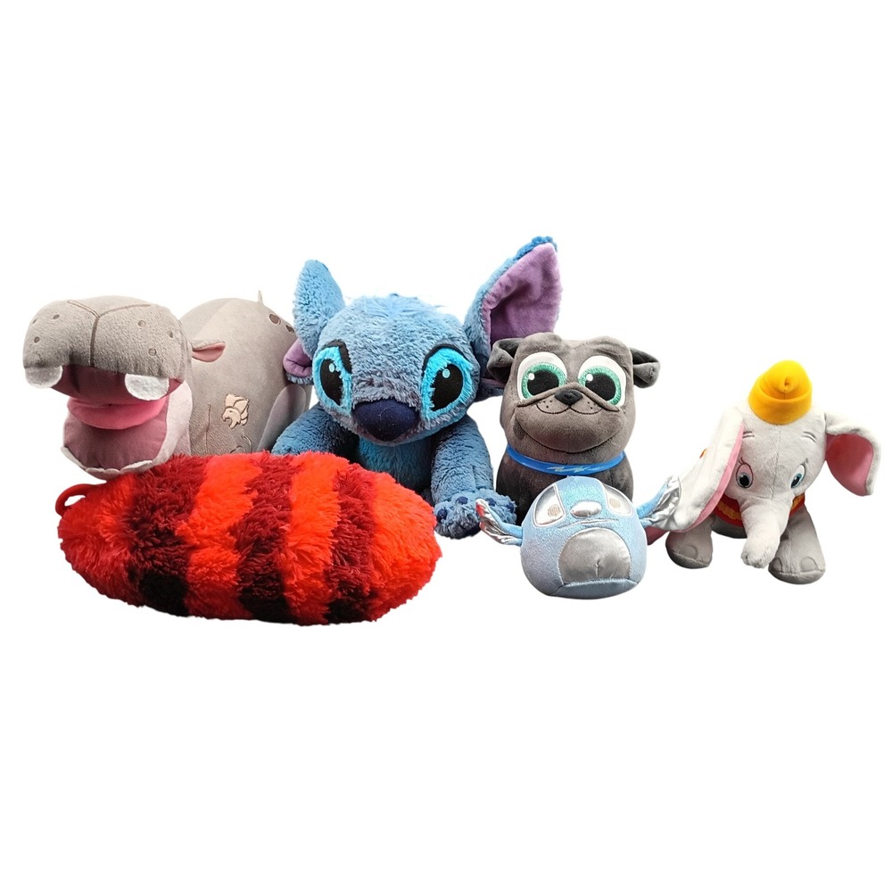 Disney Plush Lot Stitch Dumbo Bingo Puppy Dog Pals Hippo Kohl's Cares 6pc Set